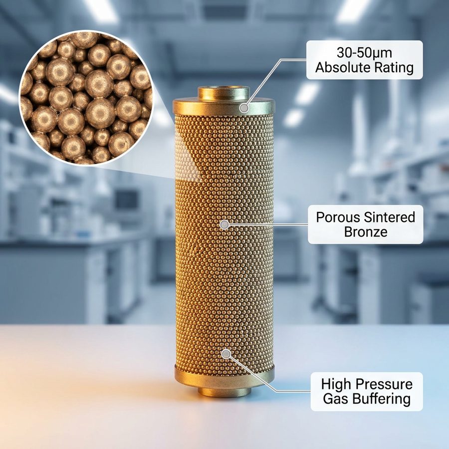 30-50 Micron Sintered Bronze Filter Cartridge for High Pressure Gas Buffering and Dust Filtration